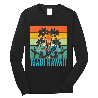 Maui Hawaii Beach Coconut Rooster Long Sleeve Shirt