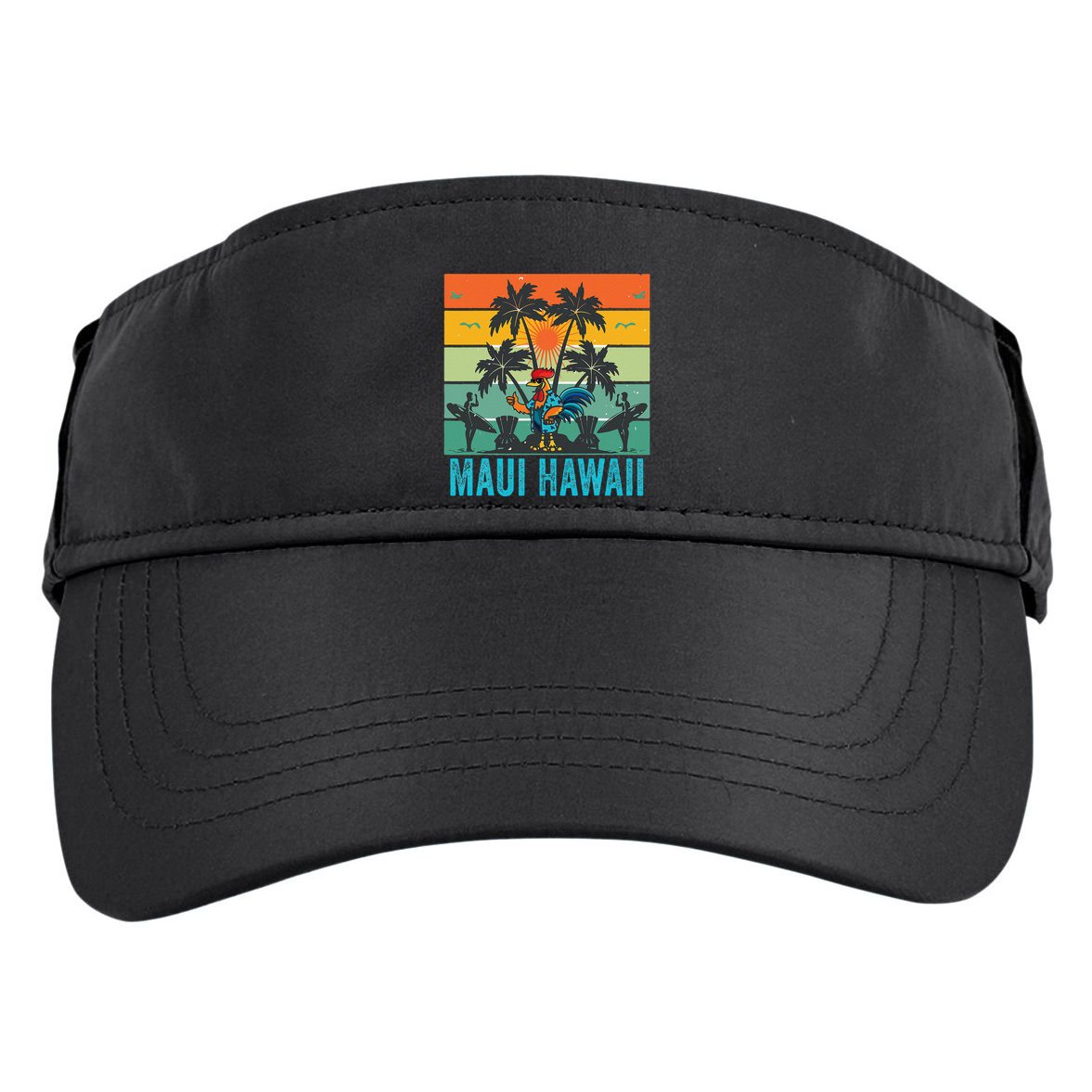 Maui Hawaii Beach Coconut Rooster Adult Drive Performance Visor