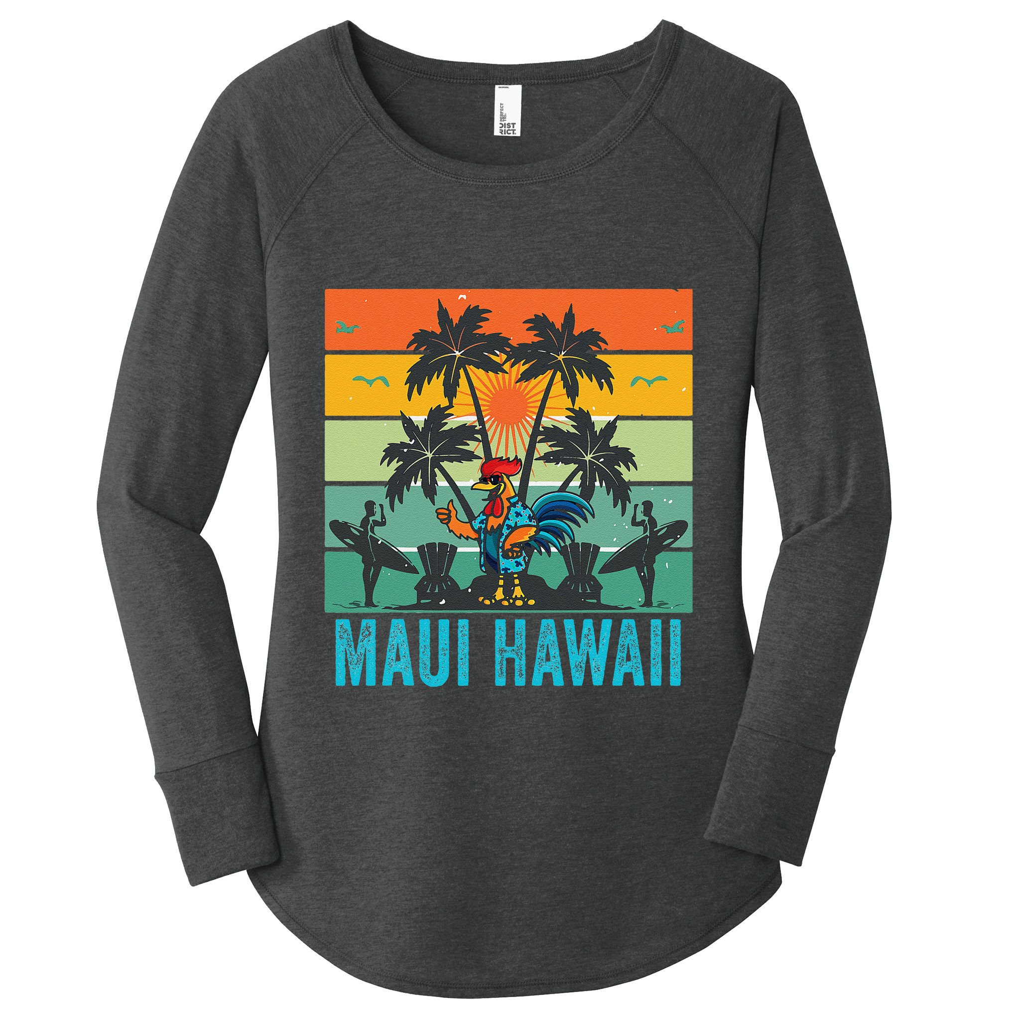 Maui Hawaii Beach Coconut Rooster Women's Perfect Tri Tunic Long Sleeve Shirt