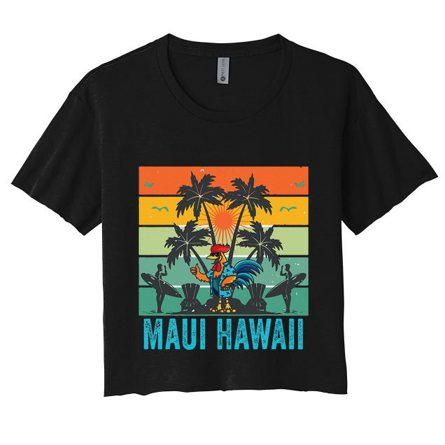 Maui Hawaii Beach Coconut Rooster Crop Top