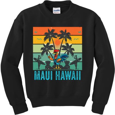 Maui Hawaii Beach Coconut Rooster Kids Sweatshirt