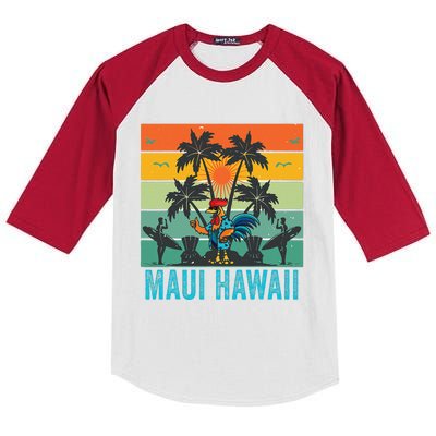 Maui Hawaii Beach Coconut Rooster Kids Colorblock Raglan Jersey