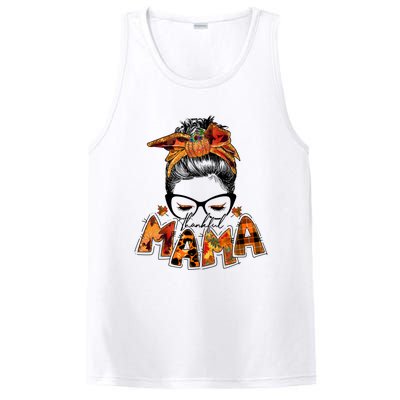 Messy Hair Bun Thankful Mama Thanksgiving Themed Gift PosiCharge Competitor Tank