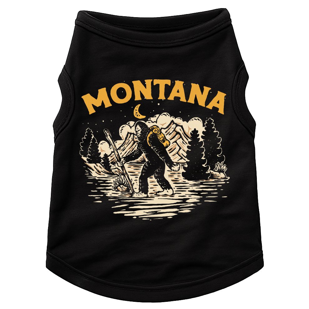 Montana Hiking Bigfoot Nighttime Stroll Mountains & Stars Doggie Tank