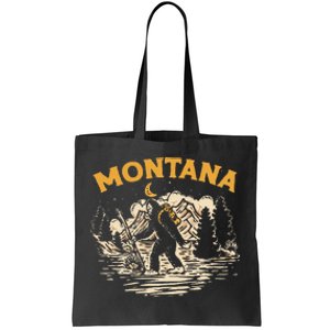 Montana Hiking Bigfoot Nighttime Stroll Mountains & Stars Tote Bag