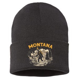 Montana Hiking Bigfoot Nighttime Stroll Mountains & Stars Sustainable Knit Beanie