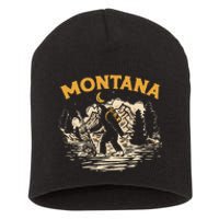 Montana Hiking Bigfoot Nighttime Stroll Mountains & Stars Short Acrylic Beanie