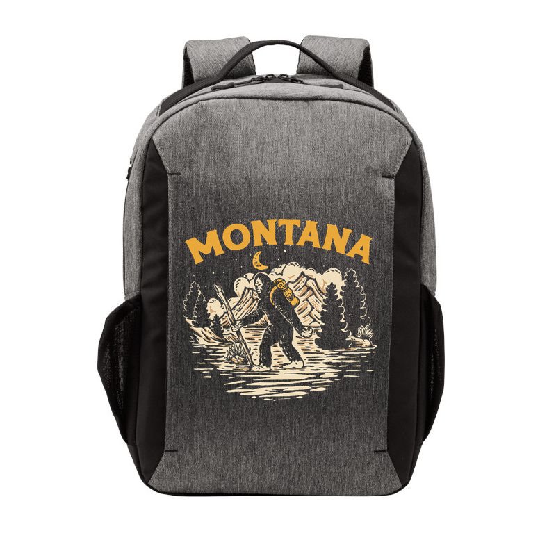 Montana Hiking Bigfoot Nighttime Stroll Mountains & Stars Vector Backpack