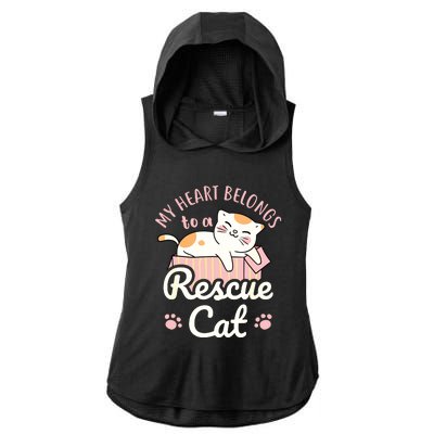 My Heart Belongs To A Rescue Cat Animal Rescuer Adopt Pets Ladies PosiCharge Tri-Blend Wicking Draft Hoodie Tank