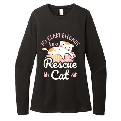 My Heart Belongs To A Rescue Cat Animal Rescuer Adopt Pets Womens CVC Long Sleeve Shirt