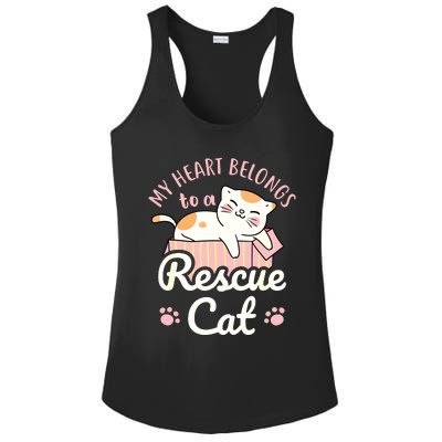 My Heart Belongs To A Rescue Cat Animal Rescuer Adopt Pets Ladies PosiCharge Competitor Racerback Tank