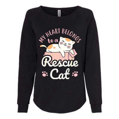 My Heart Belongs To A Rescue Cat Animal Rescuer Adopt Pets Womens California Wash Sweatshirt