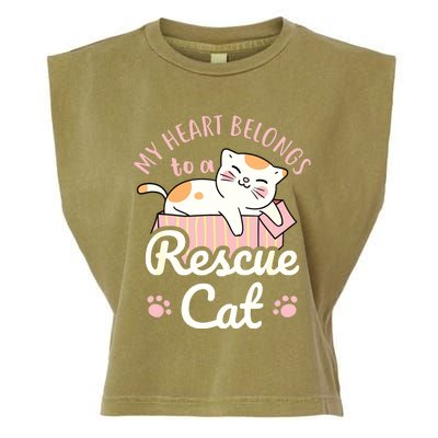 My Heart Belongs To A Rescue Cat Animal Rescuer Adopt Pets Garment-Dyed Women's Muscle Tee