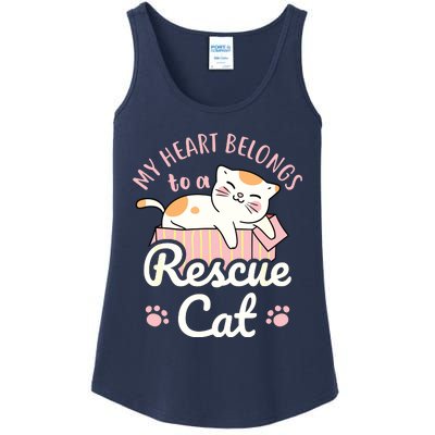 My Heart Belongs To A Rescue Cat Animal Rescuer Adopt Pets Ladies Essential Tank