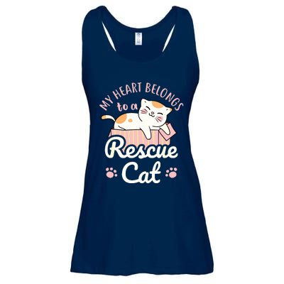 My Heart Belongs To A Rescue Cat Animal Rescuer Adopt Pets Ladies Essential Flowy Tank