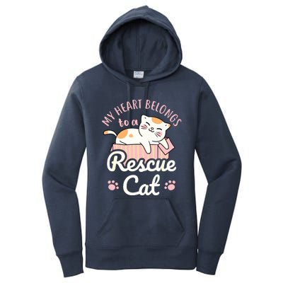 My Heart Belongs To A Rescue Cat Animal Rescuer Adopt Pets Women's Pullover Hoodie