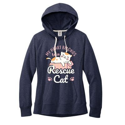 My Heart Belongs To A Rescue Cat Animal Rescuer Adopt Pets Women's Fleece Hoodie