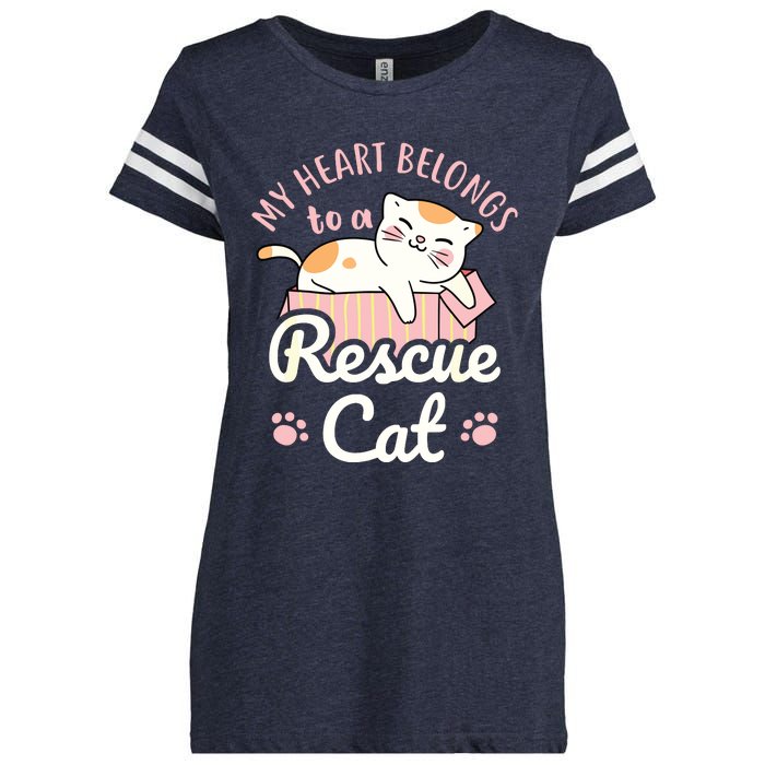 My Heart Belongs To A Rescue Cat Animal Rescuer Adopt Pets Enza Ladies Jersey Football T-Shirt