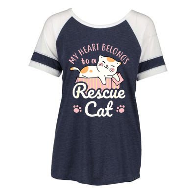 My Heart Belongs To A Rescue Cat Animal Rescuer Adopt Pets Enza Ladies Jersey Colorblock Tee