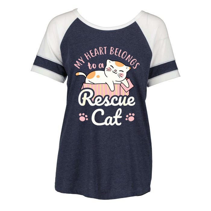 My Heart Belongs To A Rescue Cat Animal Rescuer Adopt Pets Enza Ladies Jersey Colorblock Tee