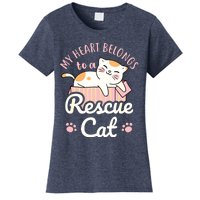 My Heart Belongs To A Rescue Cat Animal Rescuer Adopt Pets Women's T-Shirt