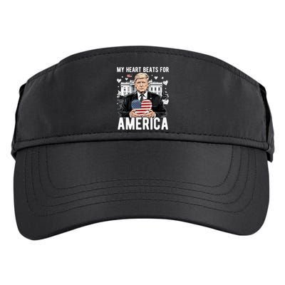 My Heart Beats For America Trump Valentines Day Adult Drive Performance Visor