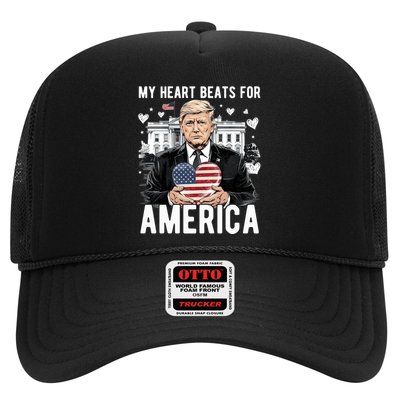 My Heart Beats For America Trump Valentines Day Trucker Hat
