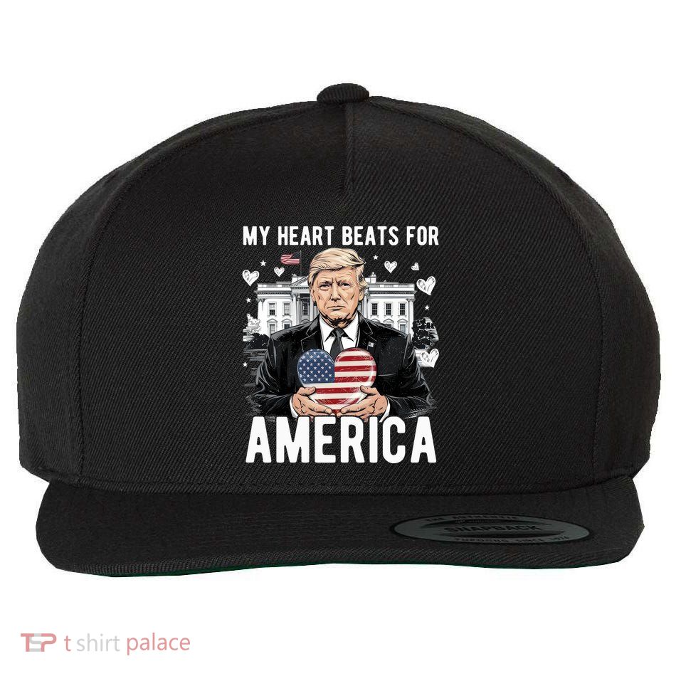 My Heart Beats For America Trump Valentines Day Wool Snapback Cap
