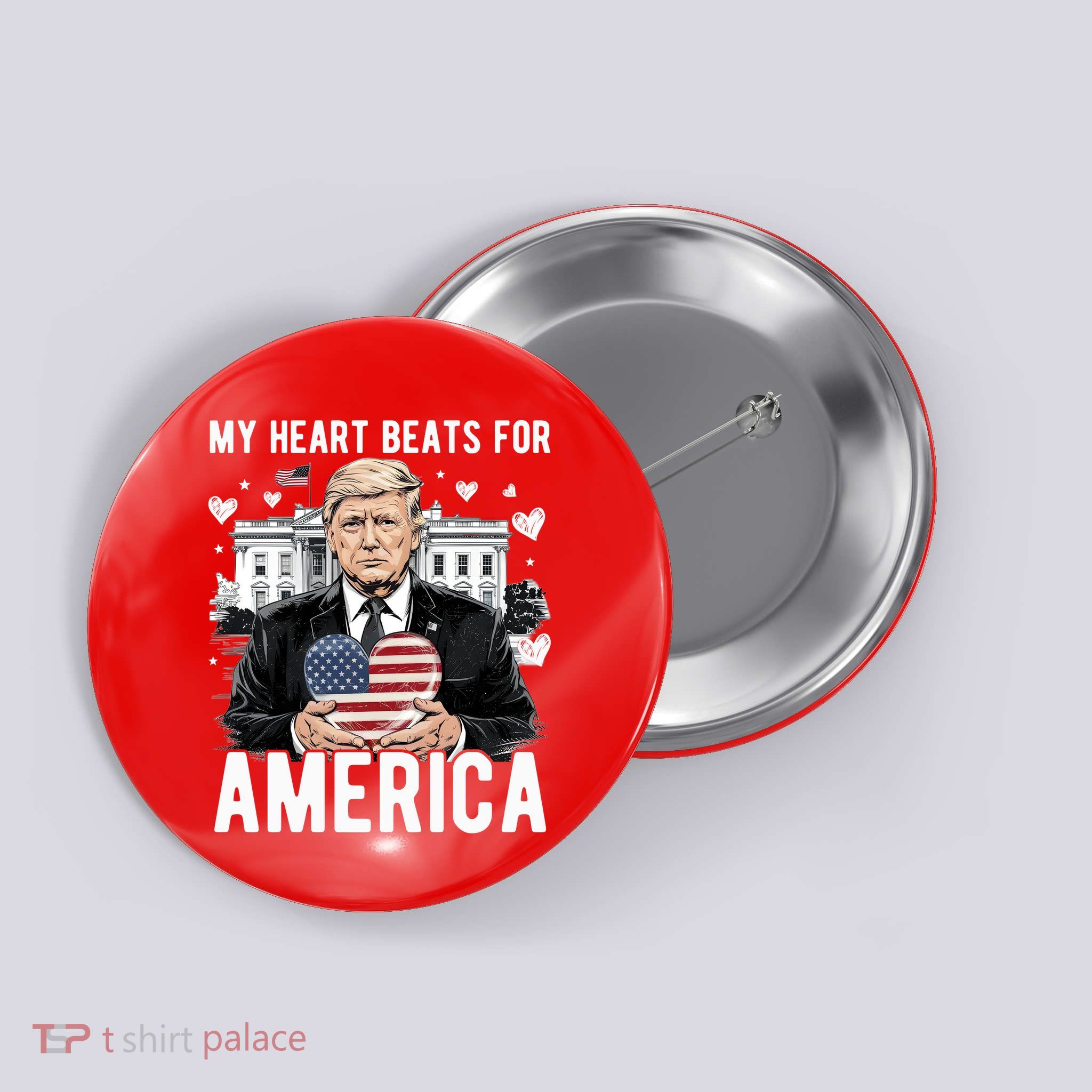 My Heart Beats For America Trump Valentines Day Button