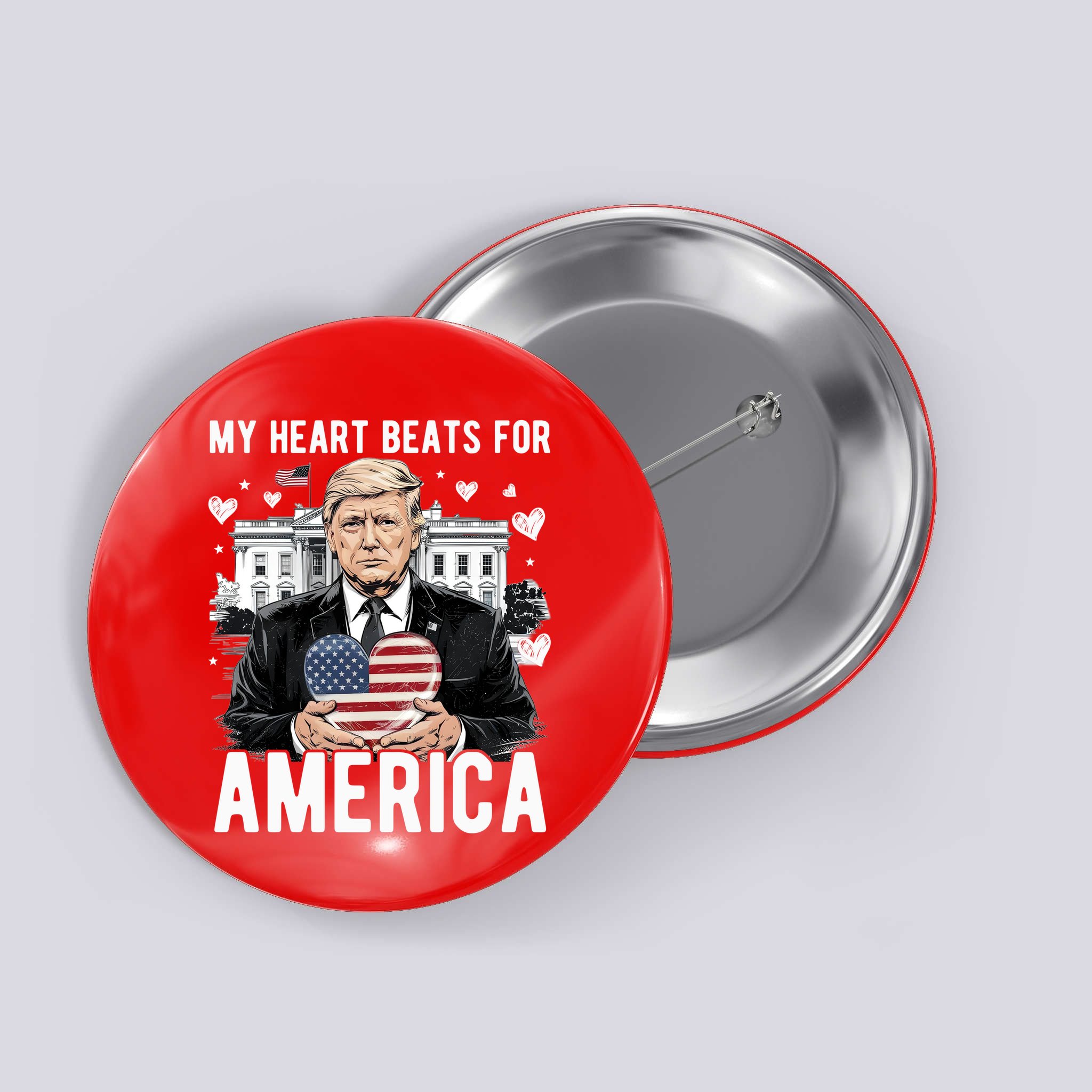 My Heart Beats For America Trump Valentines Day Button