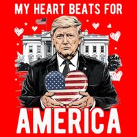 My Heart Beats For America Trump Valentines Day Button
