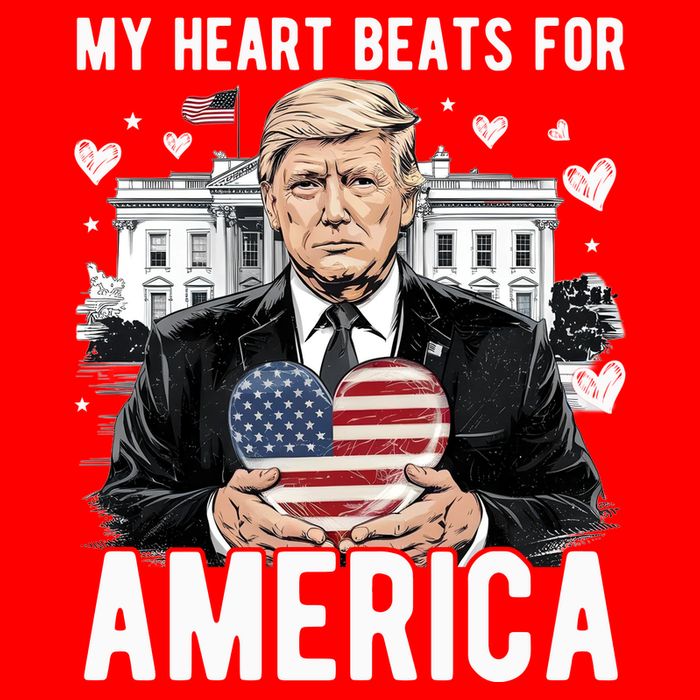 My Heart Beats For America Trump Valentines Day Button