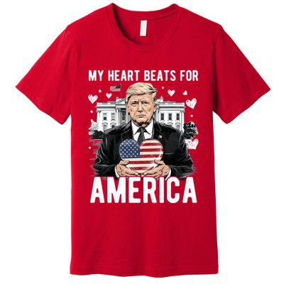 My Heart Beats For America Trump Valentines Day Premium T-Shirt