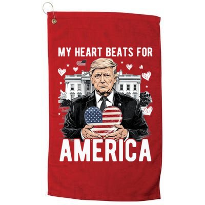 My Heart Beats For America Trump Valentines Day Golf Towel