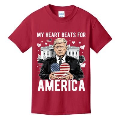 My Heart Beats For America Trump Valentines Day Kids T-Shirt