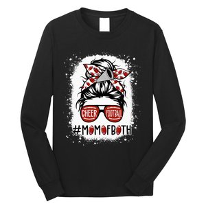 Messy Hair Bun Cheer Football Cheerleading Mom Of Both Long Sleeve Shirt