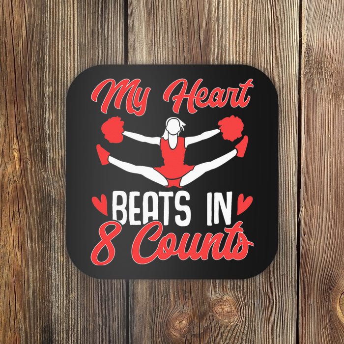 My Heart Beats In 8 Counts - Cheerleader Cheerleading Coaster