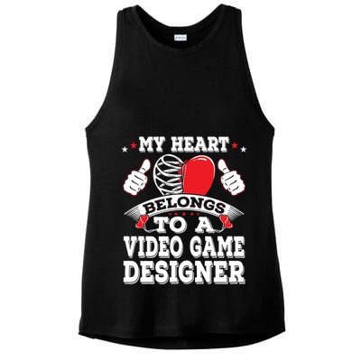 My Heart Belongs To A Video Game Designer Valentines Day Gift Ladies PosiCharge Tri-Blend Wicking Tank