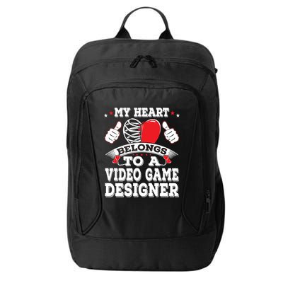 My Heart Belongs To A Video Game Designer Valentines Day Gift City Backpack