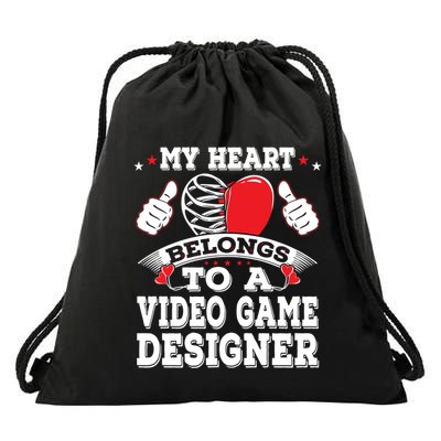 My Heart Belongs To A Video Game Designer Valentines Day Gift Drawstring Bag