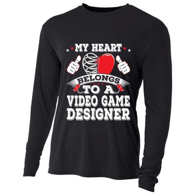 My Heart Belongs To A Video Game Designer Valentines Day Gift Cooling Performance Long Sleeve Crew