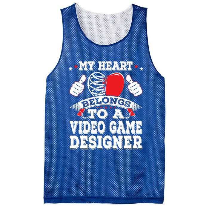 My Heart Belongs To A Video Game Designer Valentines Day Gift Mesh Reversible Basketball Jersey Tank