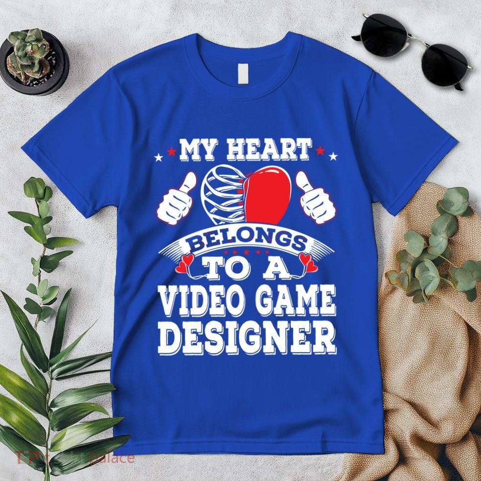 My Heart Belongs To A Video Game Designer Valentines Day Gift Premium T-Shirt
