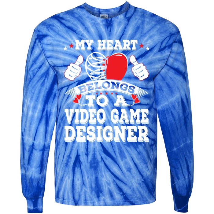 My Heart Belongs To A Video Game Designer Valentines Day Gift Tie-Dye Long Sleeve Shirt