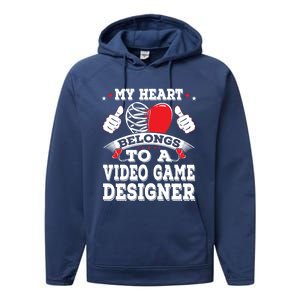 My Heart Belongs To A Video Game Designer Valentines Day Gift Performance Fleece Hoodie