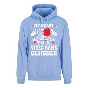 My Heart Belongs To A Video Game Designer Valentines Day Gift Unisex Surf Hoodie