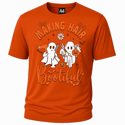 Making Hair Bootiful Funny Scary Ghost Hairdresser Halloween Cooling Performance Crew T-Shirt