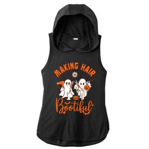 Making Hair Bootiful Funny Scary Ghost Hairdresser Halloween Ladies PosiCharge Tri-Blend Wicking Draft Hoodie Tank