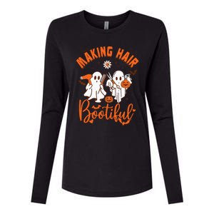 Making Hair Bootiful Funny Scary Ghost Hairdresser Halloween Womens Cotton Relaxed Long Sleeve T-Shirt