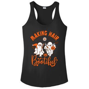 Making Hair Bootiful Funny Scary Ghost Hairdresser Halloween Ladies PosiCharge Competitor Racerback Tank